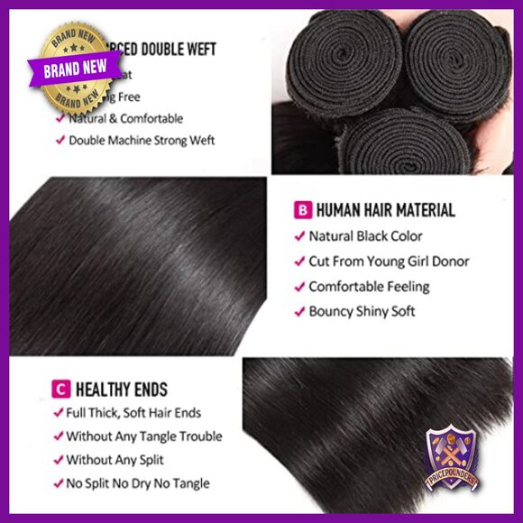 Brazilian Straight Human Hair Bundles 18 20 22 Inch 3 Pack main image 6